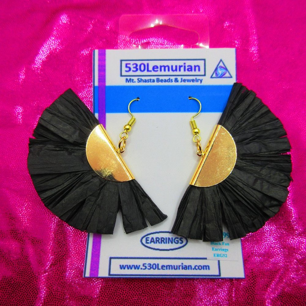 Black Paper Fan Earrings